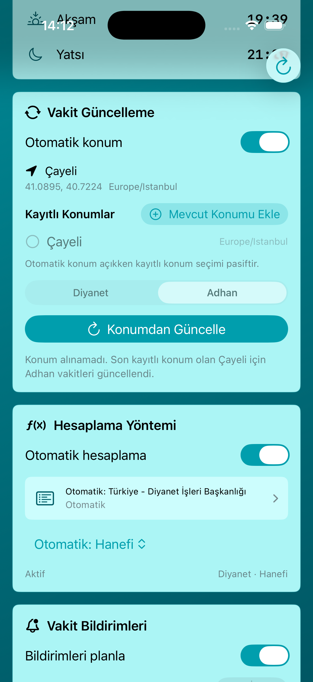 Location and Calculation Updates screenshot