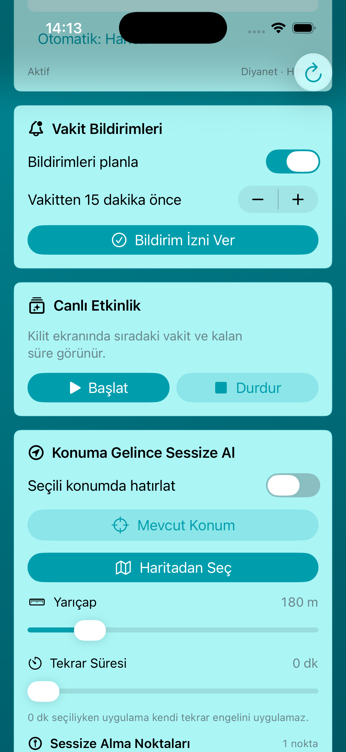 Notifications and Live Activity screenshot