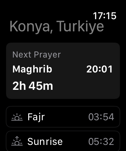 Next Prayer Card Apple Watch screenshot
