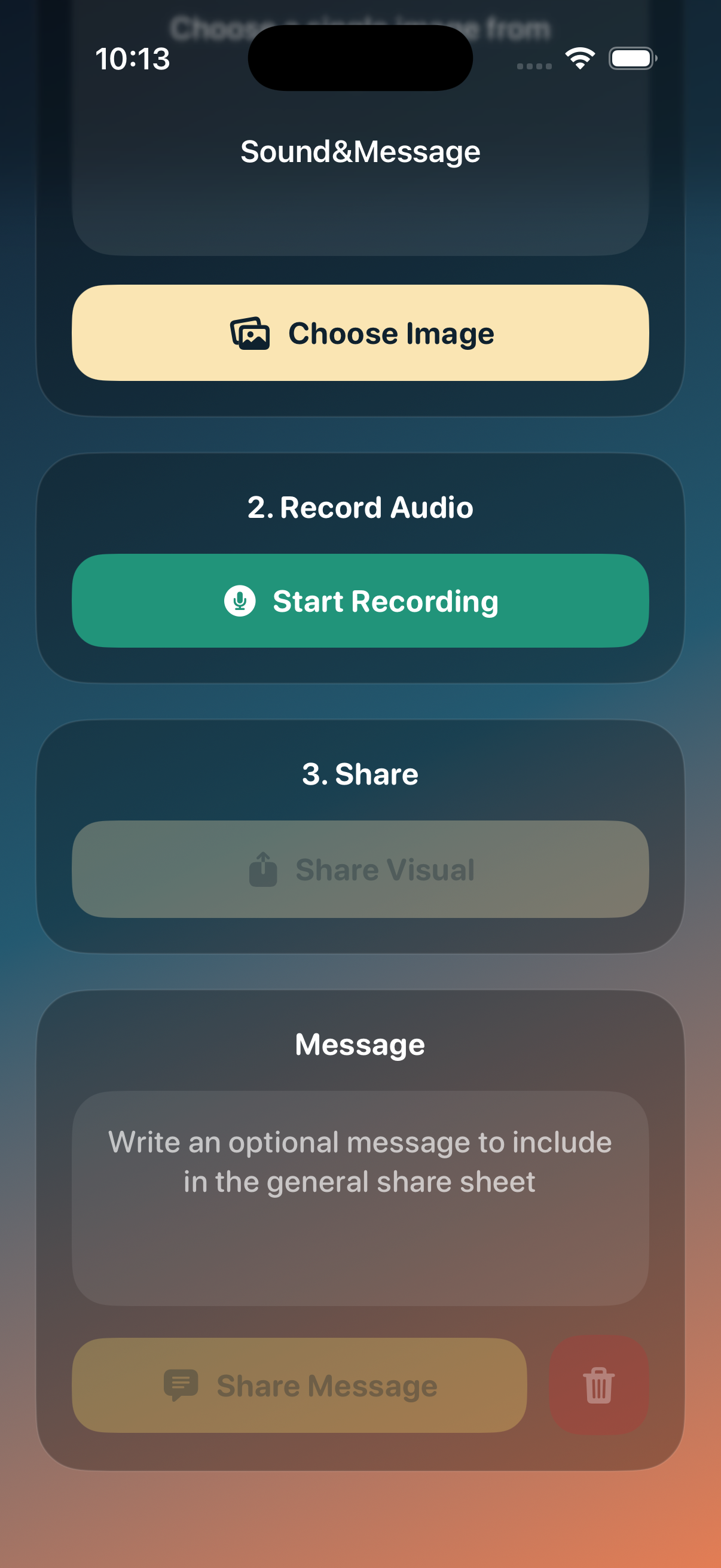 Sound&Message iPhone message and sharing screen