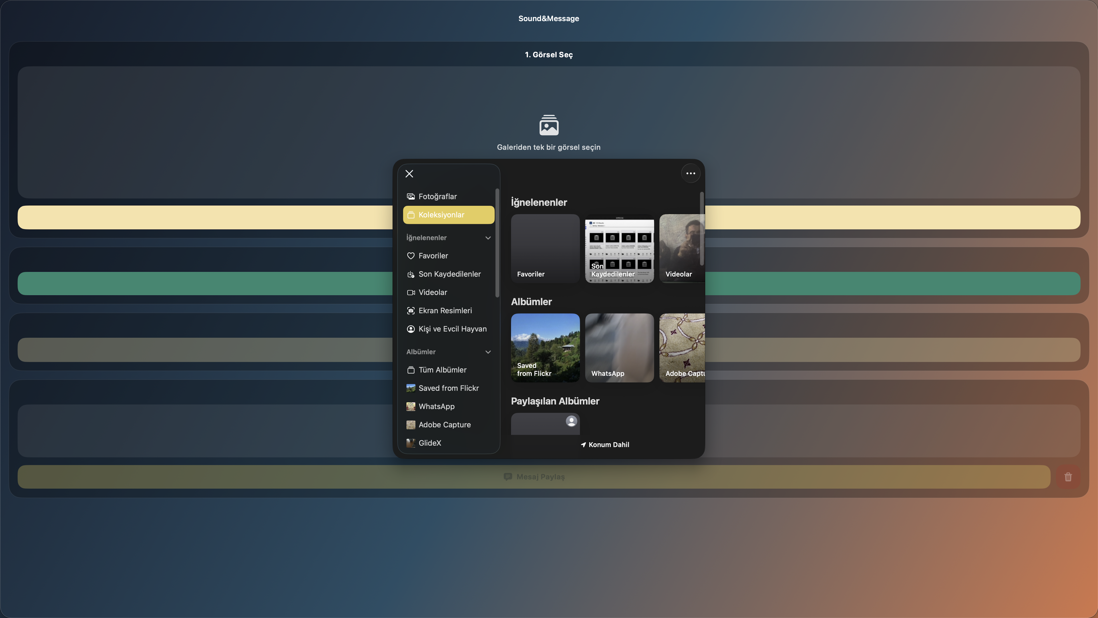 Sound&Message macOS visual selection screen